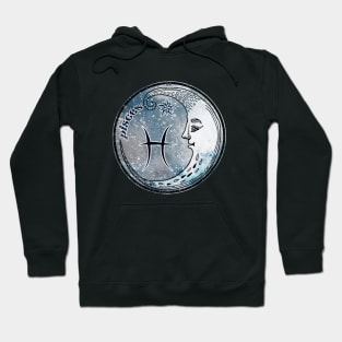 Pisces Moon Sign Astrology Zodiac Symbol Stars and Crescent Moon Hoodie